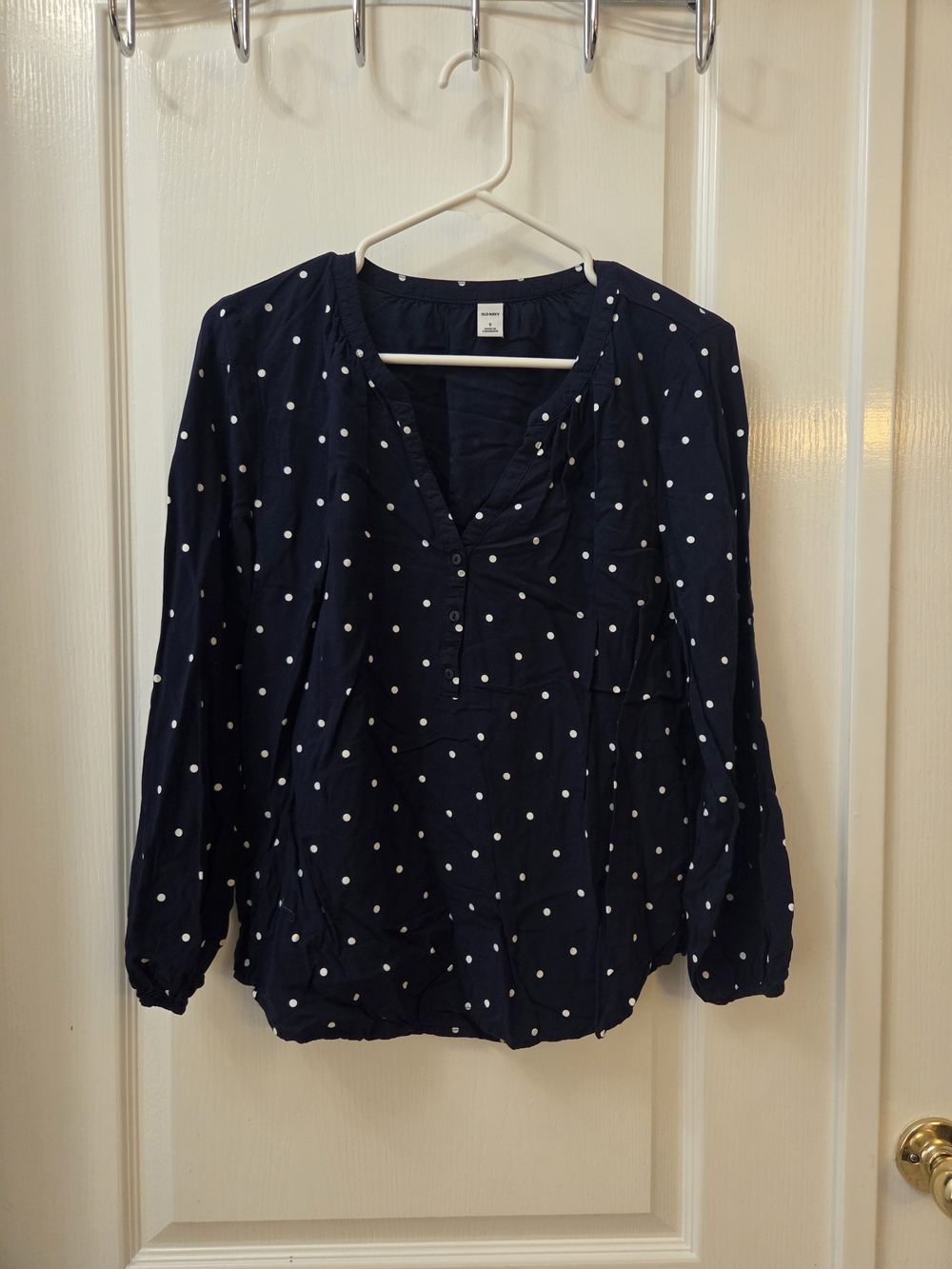 Navy Blue Polka Dot Blouse